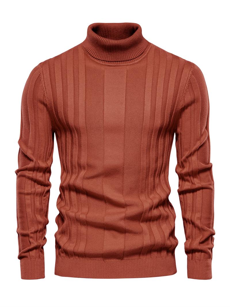 Men's Solid Turtleneck Sweater, Regular Fit Casual Long Sleeve Jumper for Fall & Winter, Men's Knitwear for Daily Wear Men's Solid Turtleneck Sweater, Regular Fit Casual Long Sleeve Jumper for Fall & Winter, Men's Knitwear for Daily Wear