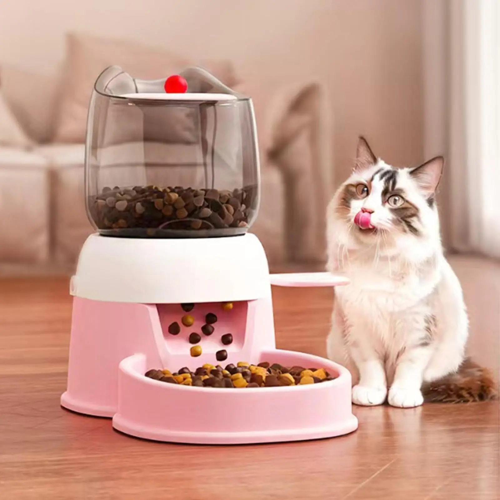 2L Large Capacity Step-On Automatic Pet Feeder | Self Feeding Cat & Dog Food Dispenser | Press Paw Activated Treat Feeder for Kibble & Freeze-Dried Snacks | Hands-Free Smart Pet Feeding Bowl for Busy Owners