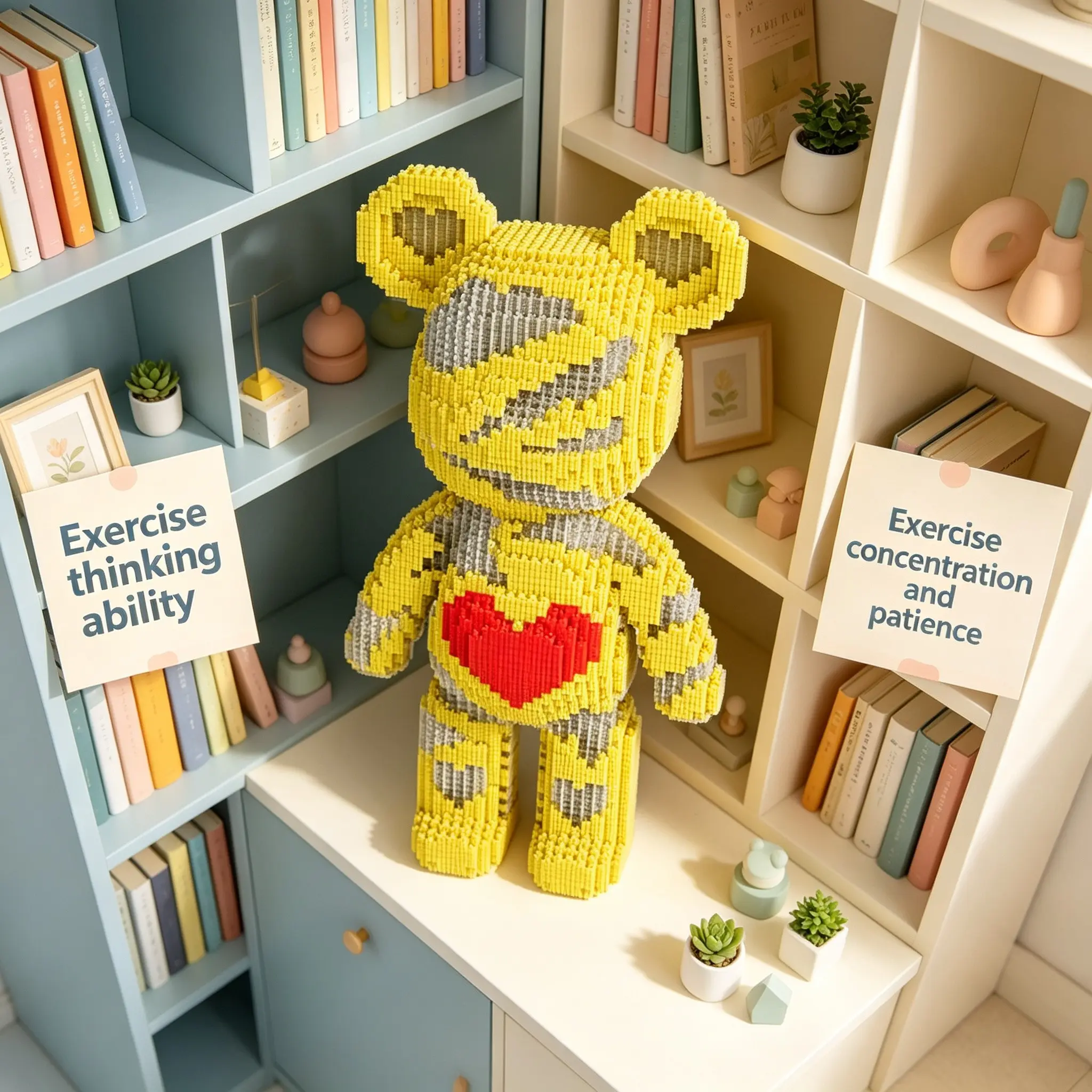 Large Surprise Bear Heart Bear 3D Puzzle Ornament, Home Office Decor, Party Decoration, Ideal Gift, Handmade Craft, Lightweight Statue