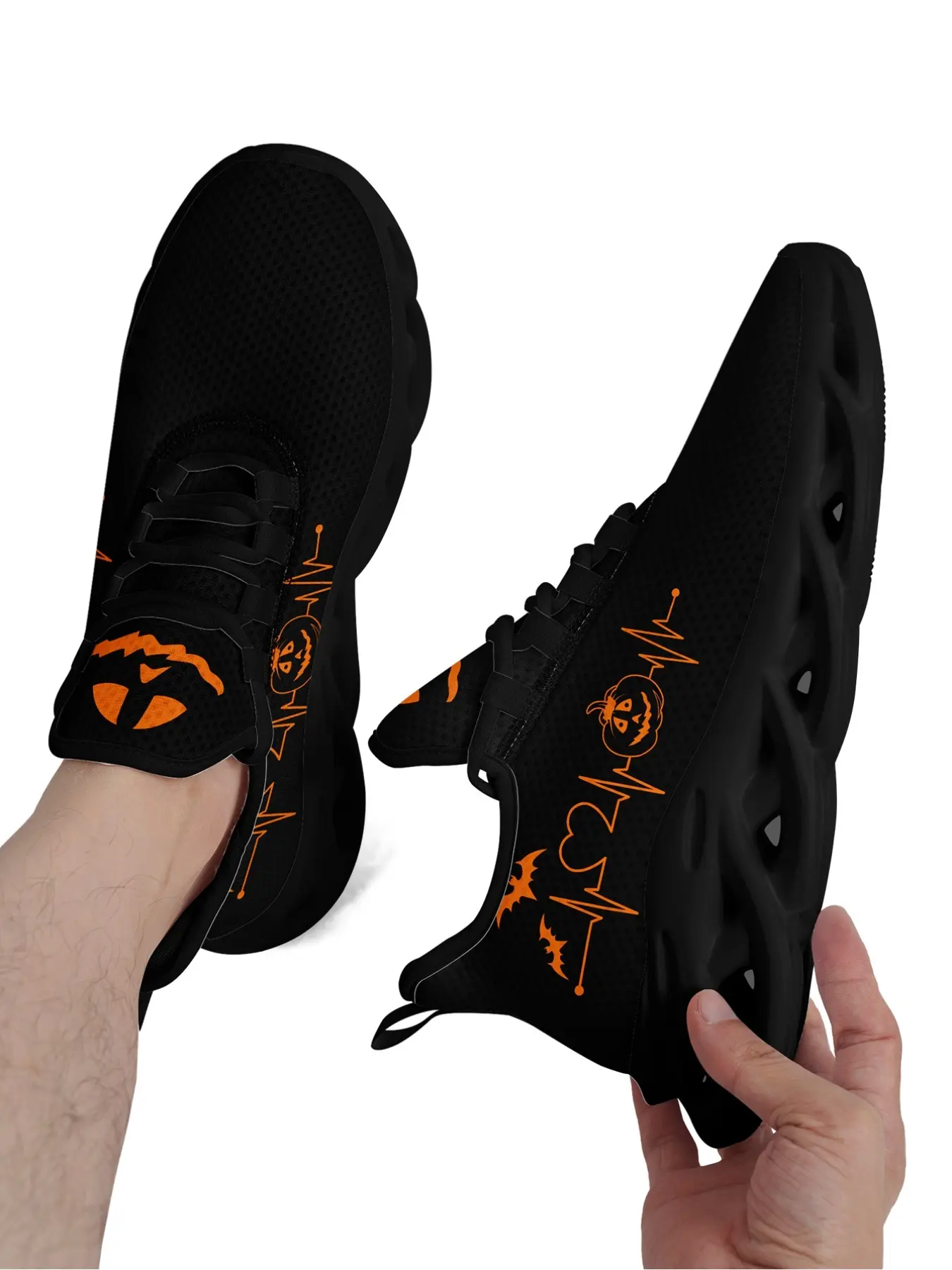 Men's Halloween Casual Sneakers Unisex Pumpkin Floral Letter Print For Cosplay Party Daily Street Outdoor WIDE FIT PLUS SIZE