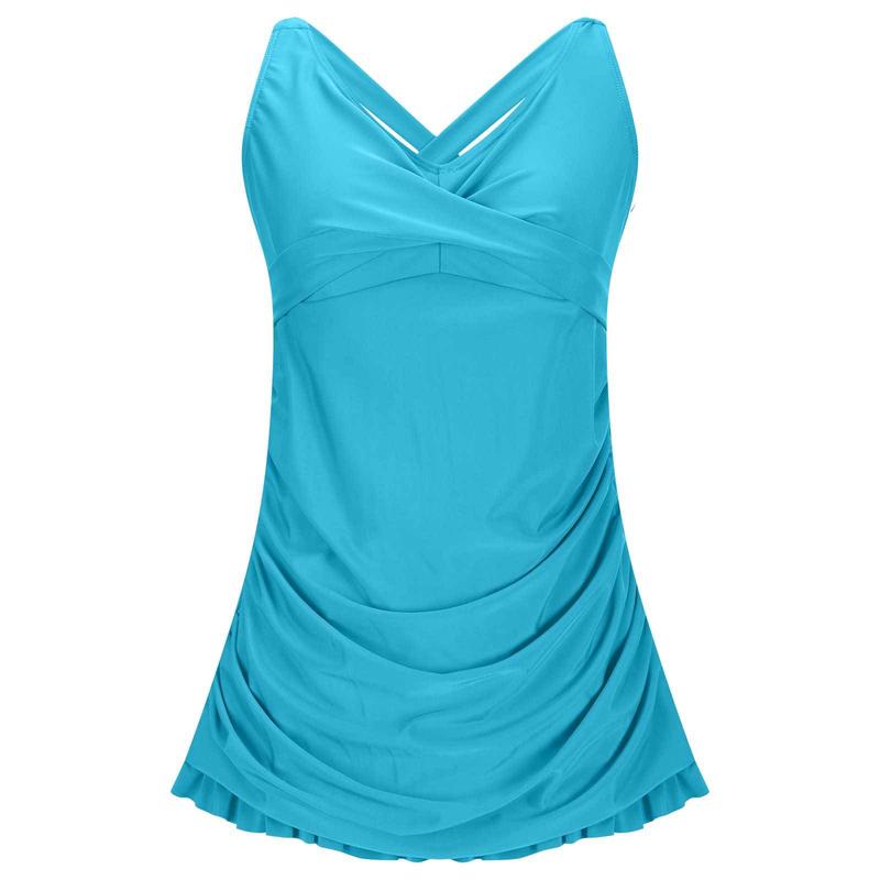 Women's Retro One-Piece Swim Dress - Twist Front Halter Open Back Tummy Control Bathing Suit for Beach & Sport Swimming Clothing Beach Open Back Halter Tankiniswimwear Tankinisuit, Bathing Suit Stylish Beachwear