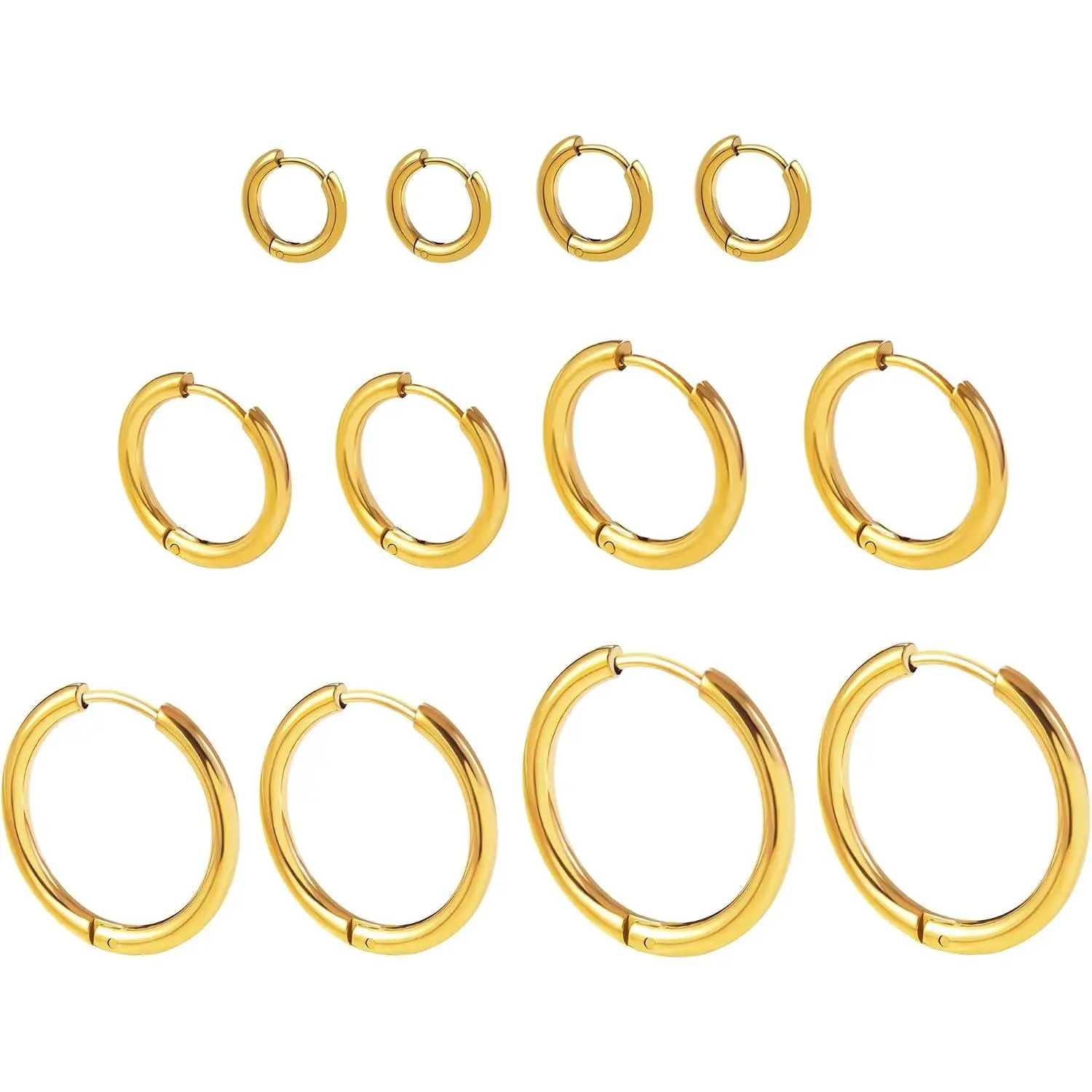 6Pairs  Hoop Earrings for Women and Men, Stainless Steel Classic Thin Circle Earrings Set, Lightweight Cartilage Hoops, 10mm-20mm Earrings for Helix Lobe
