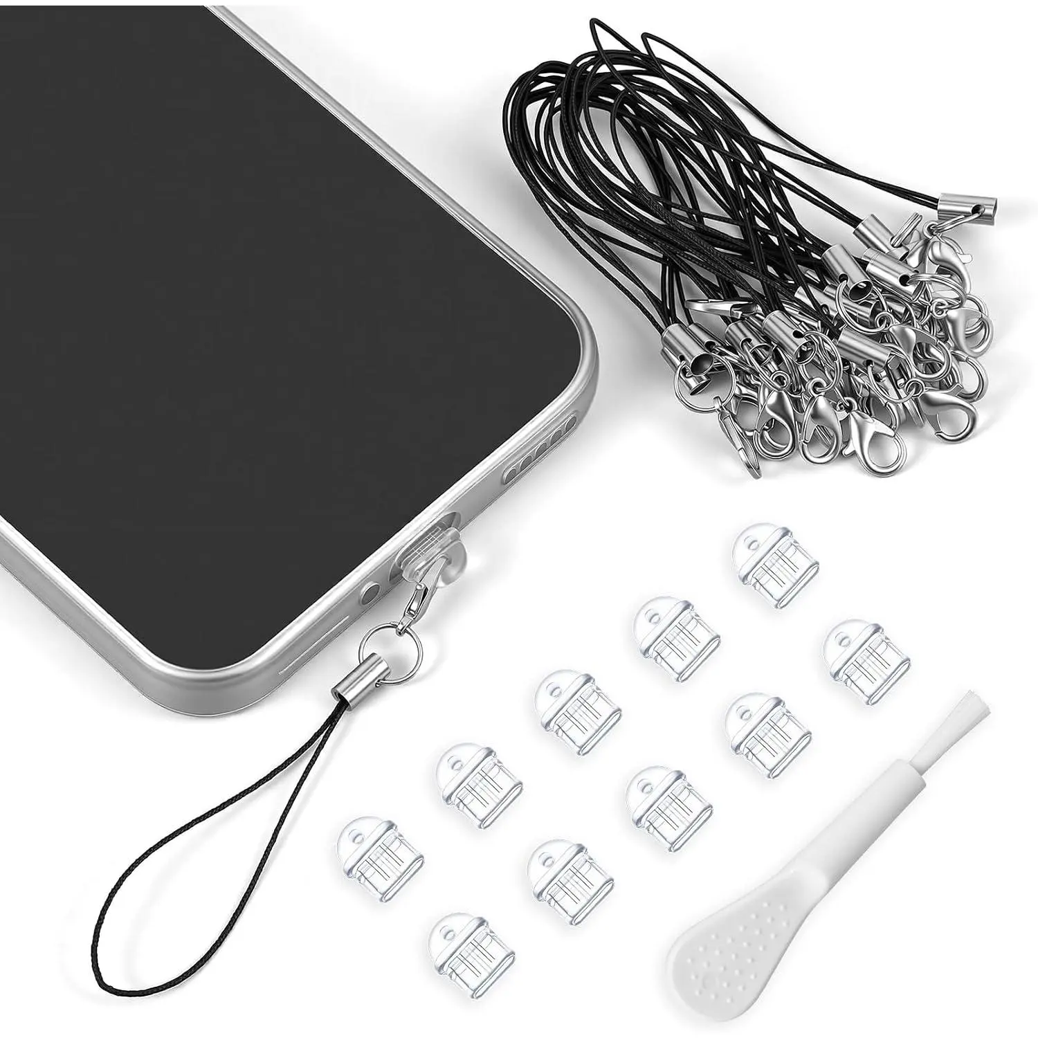 101 count Cell Phone Dust Plug Clear  Port Covers Anti Dust |  Port Plug Phone Dusts Plugs Protector Protective Dusts Plug for Phones Earphones Laptops Accesories