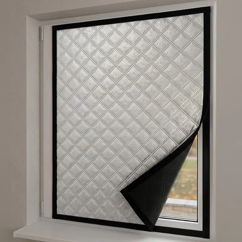 Thickened Winter Thermal Window Curtain, Self-Adhesive Draft-Blocking and Light-Reducing Insulated Window Cover for Bedroom, Living Room and Balcony