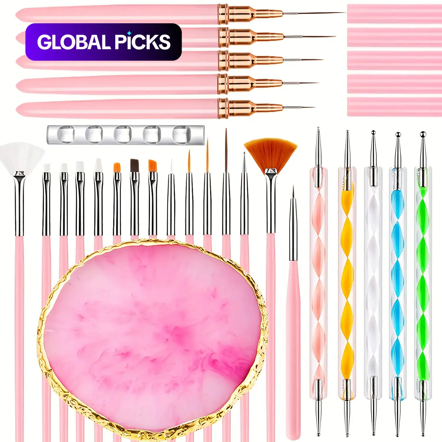 27 Pcs Nail Art Pen & Palette Set, Gel Brush Dotting Tools, DIY Nail Salon Tools for Nail Design and Detail Drawing