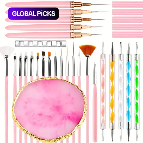 27 Pcs Nail Art Pen & Palette Set, Nail Art Kit, Gel Brush Dotting Tools, DIY Nail Salon Tools for Nail Design and Detail Drawing #GLOBAL PICKS