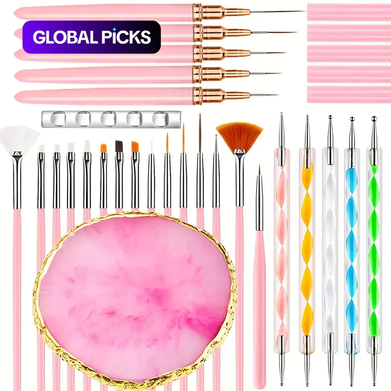 27 Pcs Nail Art Pen & Palette Set, Nail Art Kit, Gel Brush Dotting Tools, DIY Nail Salon Tools for Nail Design and Detail Drawing #GLOBAL PICKS