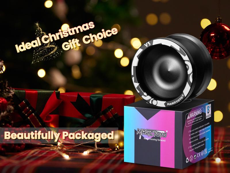 V3 Professional Responsive Yoyo for Kids 8-12 and Adults, Dual Function with 12 Strings, KK Bearing, Bearing Puller, Axle, Case - Black