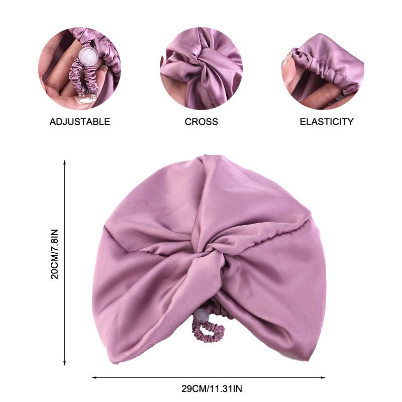 Adjustable Buckle Satin Sleep Cap, Cross Design Hair Protection Bonnet