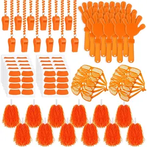 Team Spirit Accessories Kit Bulk Spirit Day Items Cheer Pom Poms Clappers Whistles Glasses Eye Black Stickers for Homecoming Week Game Day Camp College Sports Event