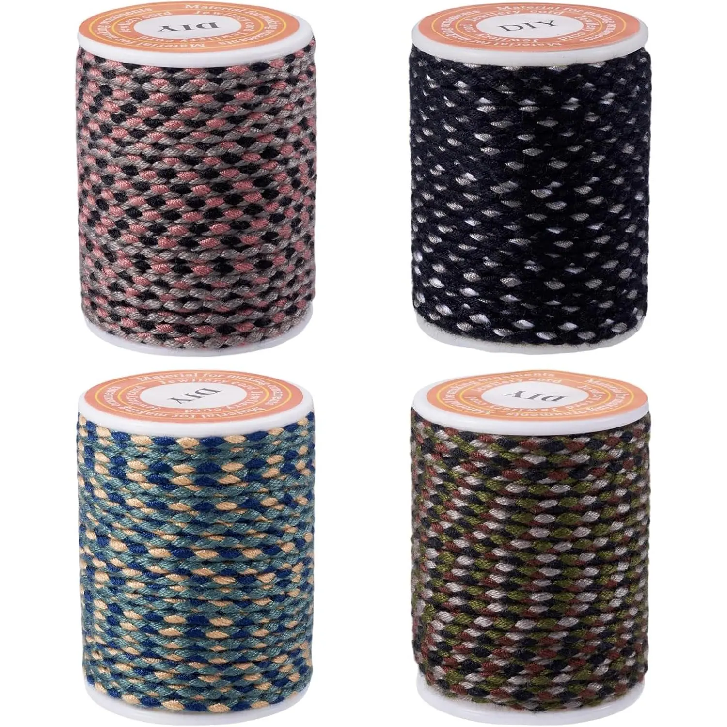 4 Rolls Braided  Cord for Bracelets, 1.5mm Colorful Macrame Cord, Chinese Knotting String for  Making, Metallic Thread Beading Strings Craft Twine Kumihimo Supplies Dark Color