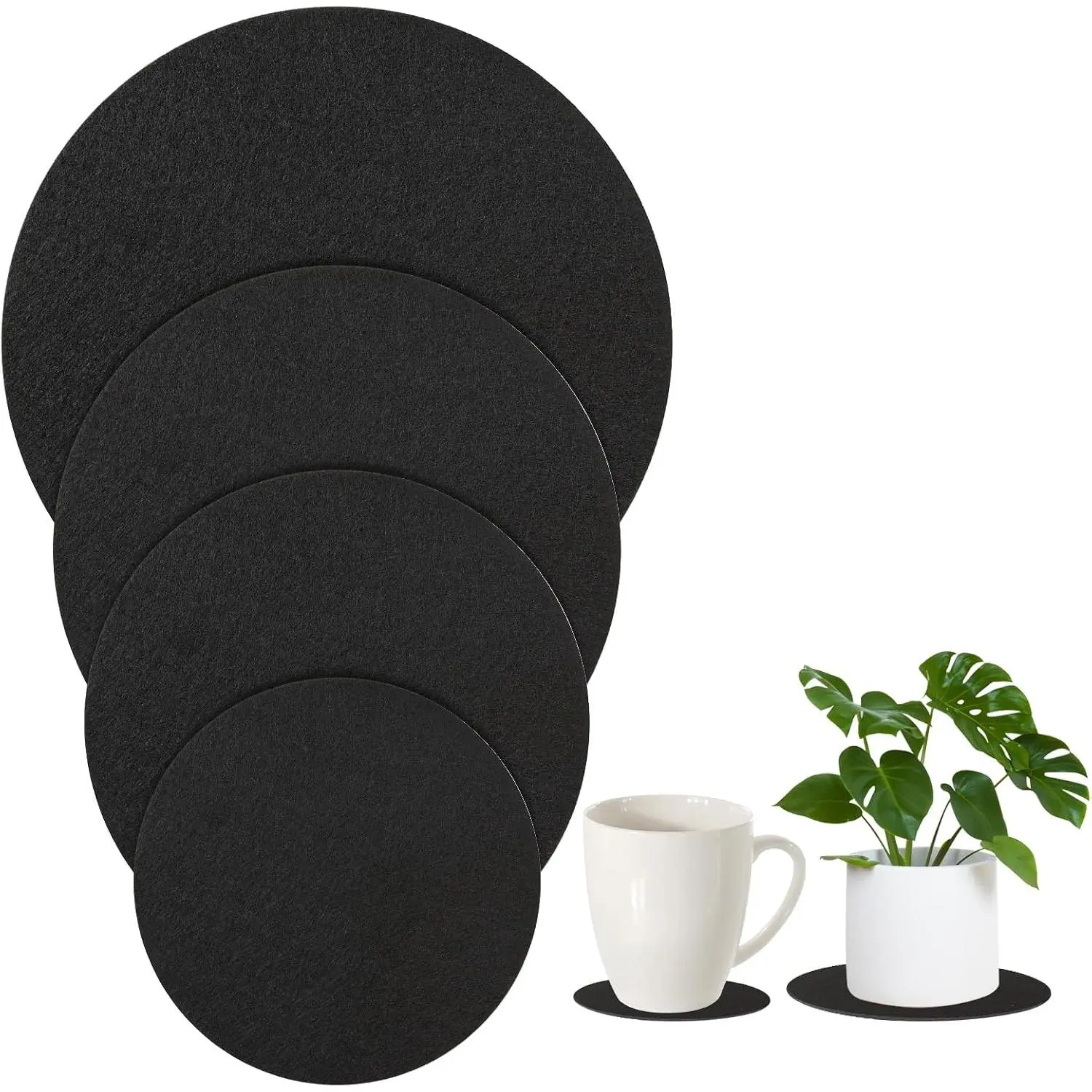 Saucers for Indoors, 4 count Round Fabric  Mat 4/6/8/10 Inch  Pot Saucers Felt  Water Catchers Tray Absorbent  Saucers for Indoor House , Outdoor Pots, DIY Craft Supplies