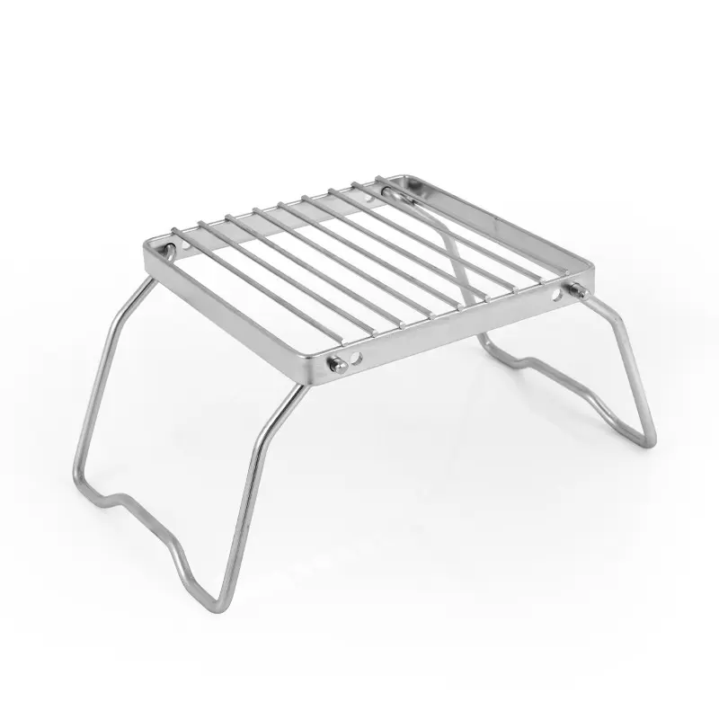 Portable Folding Stove Stand with an Anti-Rust Matte Finish, Multi-Level Grill Rack and Pot Holder for Outdoor Cooking, Stove Head Stand (2-Level Height Adjustable), Cookout Ready, Stainless Steel, Multi-Purpose