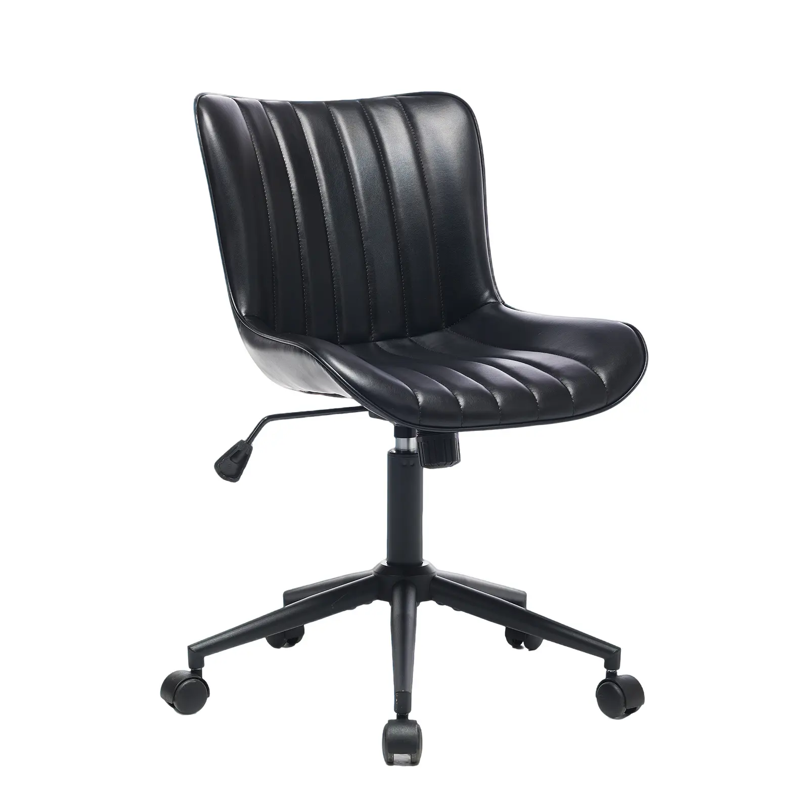 360° Swivel Accent Chair, 60x63x79cm Shell Armchair with Scallop Back, 120kg Capacity Navy Blue Upholstered Vanity Chair for Home Office