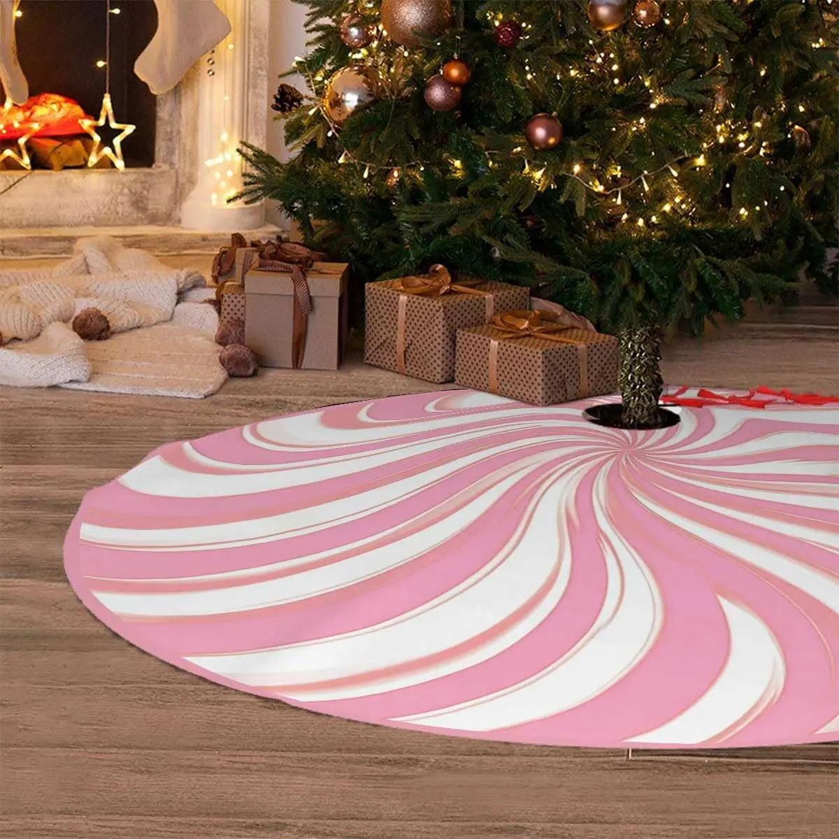 Christmas Tree Skirts 36inch  Candy Xmas Decorations for Holiday Party | Brushed Fabric Rustic Cute  Candyland Xmas Tree Skirt Bottom Cover For Merry Christmas Holiday Party  Indoor Outdoor