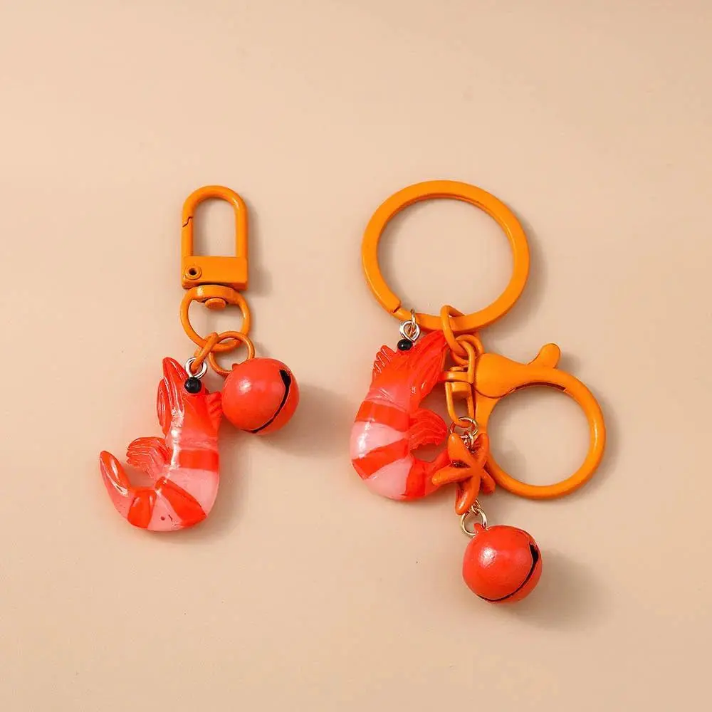 Cute Resin 3D Shrimp Keychain Simulation Food Key Ring Pendants for Women Girls Handbag Decor DIY Handmade Jewelry Gifts
