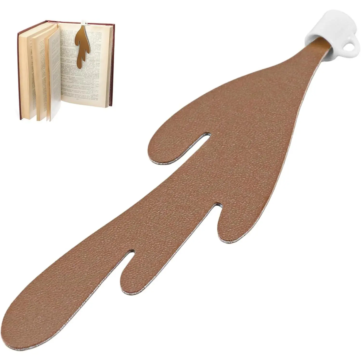 Coffee Bookmark, Spilled Coffee Bookmark Coffee Cup Craft Faux Leather Book and Coffee Lovers, Bookworm Women Men
