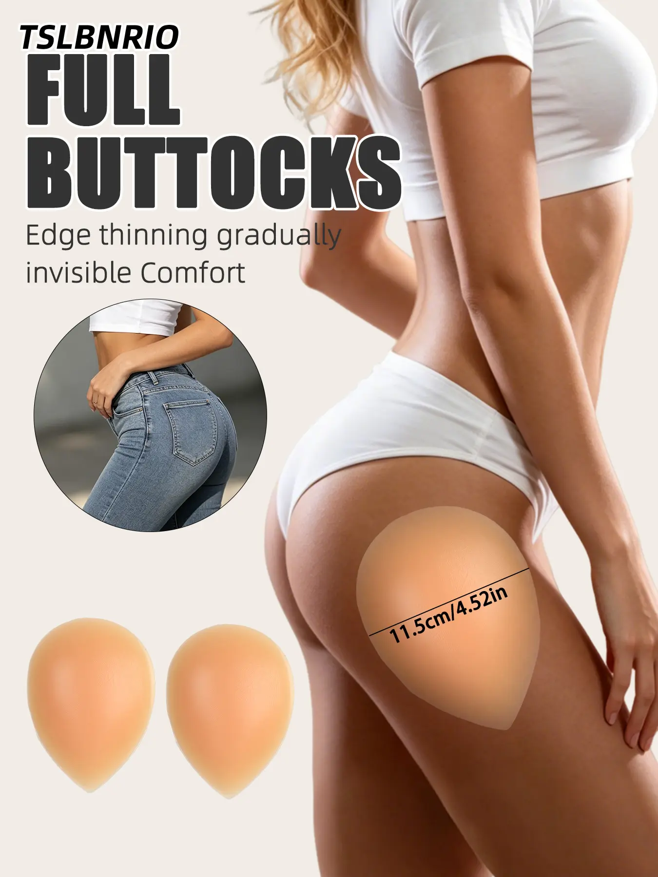 1 Pair Silicone Hip Pads, Invisible Self-Adhesive Teardrop Butt Lifter Pads, Reusable Body Shaper for Hip Enhancement, Plus Size Available, Perfect for Wedding Dresses, Evening Gowns, Tight Pants, Daily Wear, Seamless Shapewear for Curvy Women