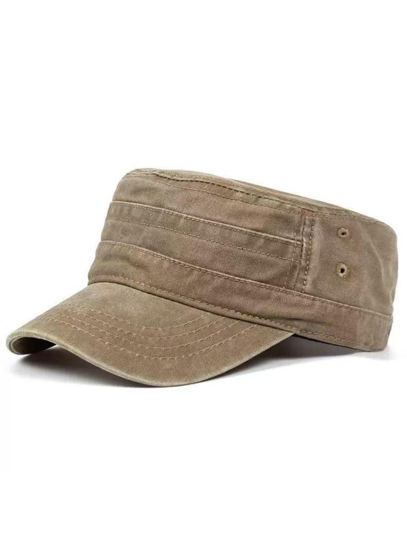 Unisex Outdoor Army Cap, Retro Flat Top Design, Adjustable Sun Protection Hat for Everyday Wear