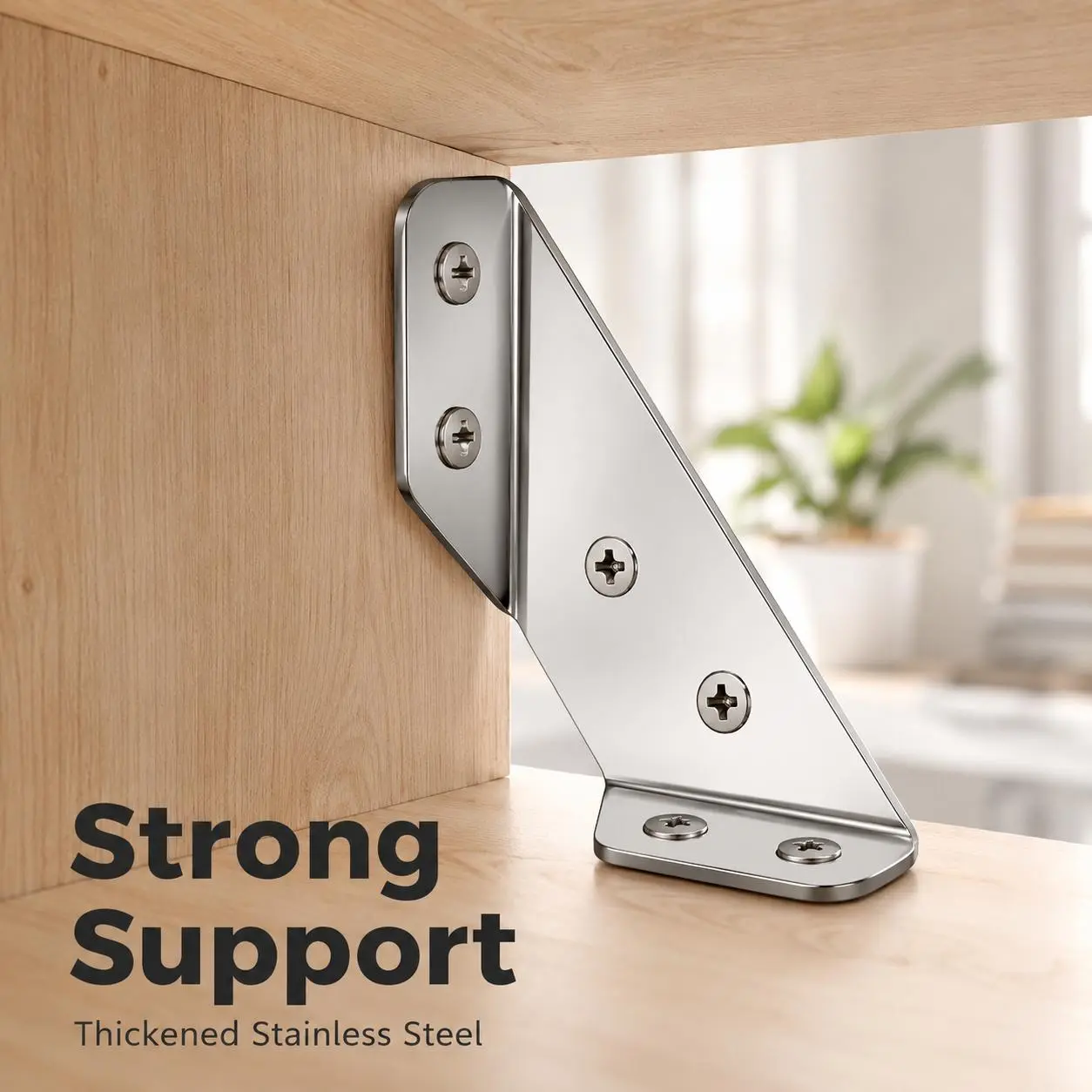 Heavy-Duty Stainless Steel L-Shape Corner Bracket with Corner Mount, Thick Brace, Shelf Support Fastener, Included Screws for Camping Furniture, Shelves Reinforcement (Sports & Outdoor Camping Accessory)