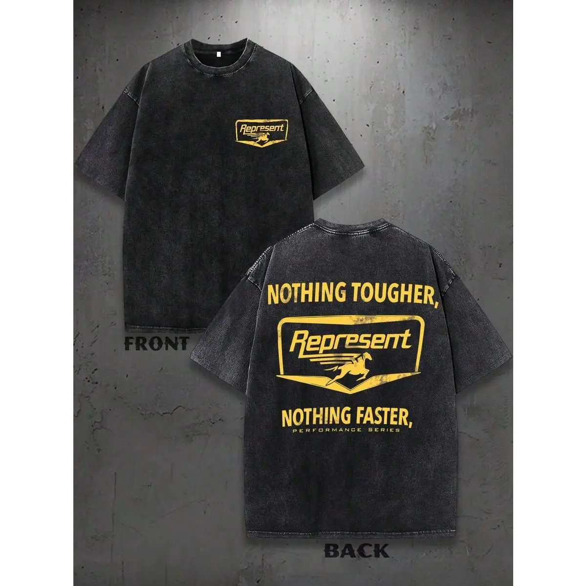 Y2K | Men's Washed Pattern T-Shirt Nothing Tougher Represent Nothing Faster 100% Pure Cotton Fabric |   Comfortable And Soft |   Suitable For Daily Wear In Summer |   Men's Gift |   Unisex Round Neck T-Shirt |   Shipped Directly From The Factory