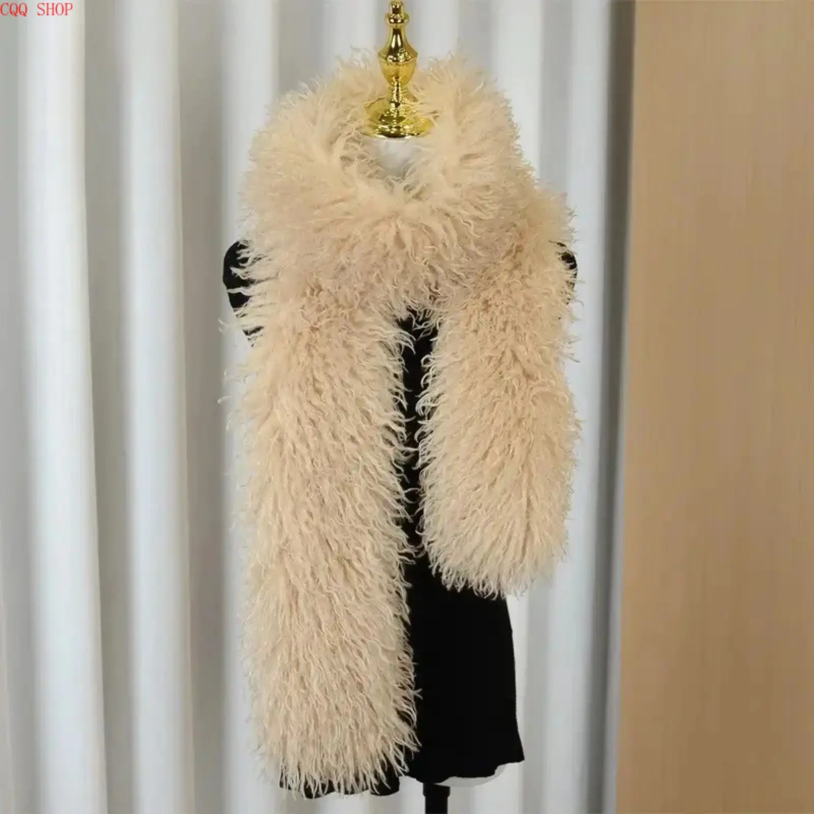 Women’s Extra Length Faux Lamb Wool Scarf for Female Wearers - Double-Sided Plush Thick Fluffy Neck Warmer, Windproof Wrap, Korean Fashion Shaggy Outdoor Accessory, Versatile Elegant Fur Stole for Coat Collar, Cold Winter Essential (Sports & Outdoor Use)