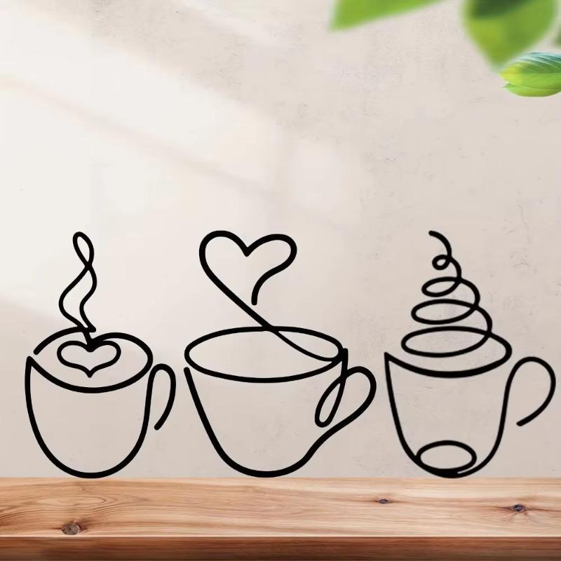 Coffee Cup Pattern Wall Art, Hand Drawn Artwork, Unique Artwork, Vintage Coffee Cup Wall Decor, Decoration, Charming Kitchen Decor for Stylish Home Interiors