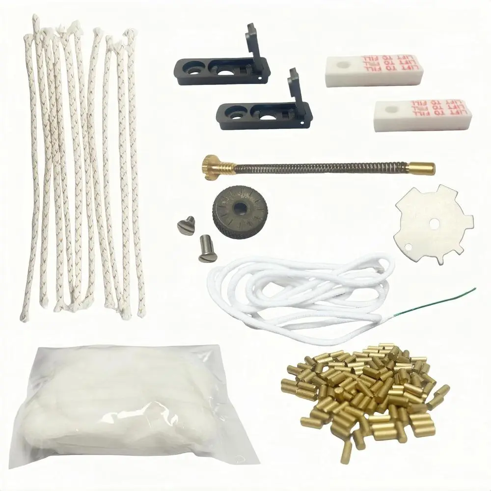 Lighter repair kit, suitable for the flint and wick combination of Zippo lighters, including copper cotton core, cotton wick, cotton gauze pad and rubber gauze pad, needle wick rod, and flint wheel set.