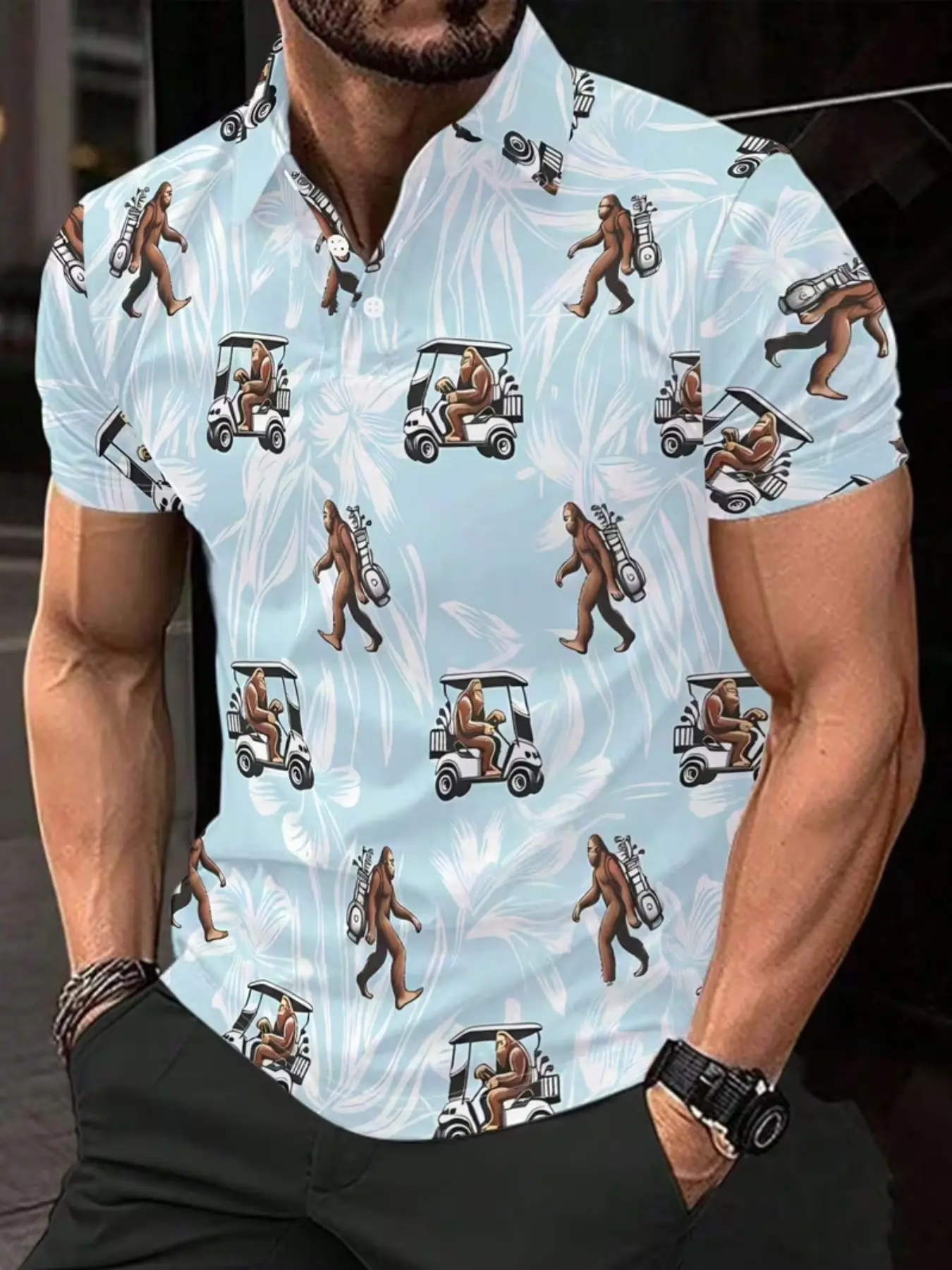Men's Casual Polo Shirt with Golf Theme Print, Breathable Fabric, Vibrant Colors, Perfect for Daily Wear, Travel, Outdoor Activities