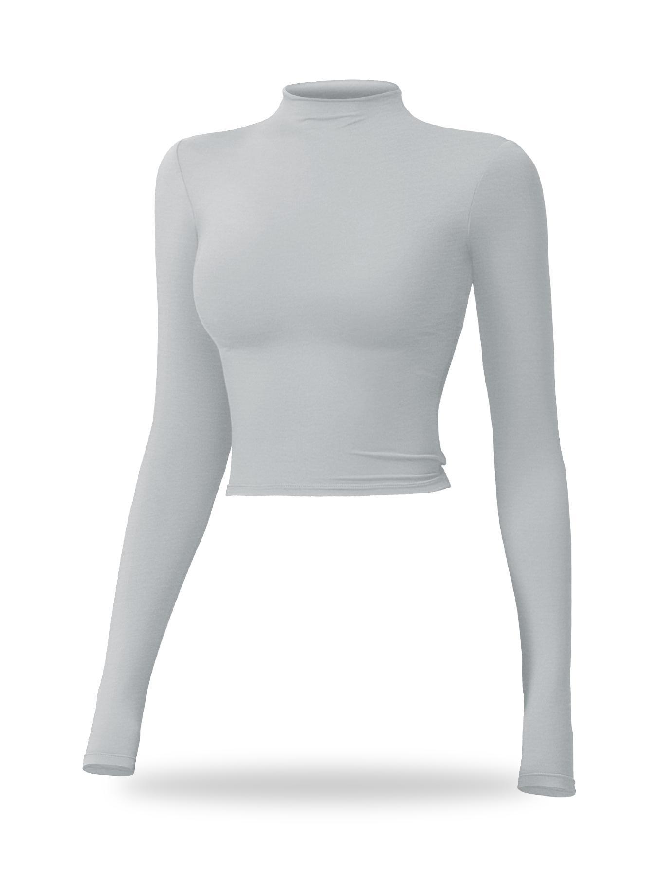 Women's Solid Mock Neck Sports Tee, Quick Drying Breathable Long Sleeve T-shirt for Yoga and Gym Wear, Ladies Casual Workout Tops for Fall & Winter