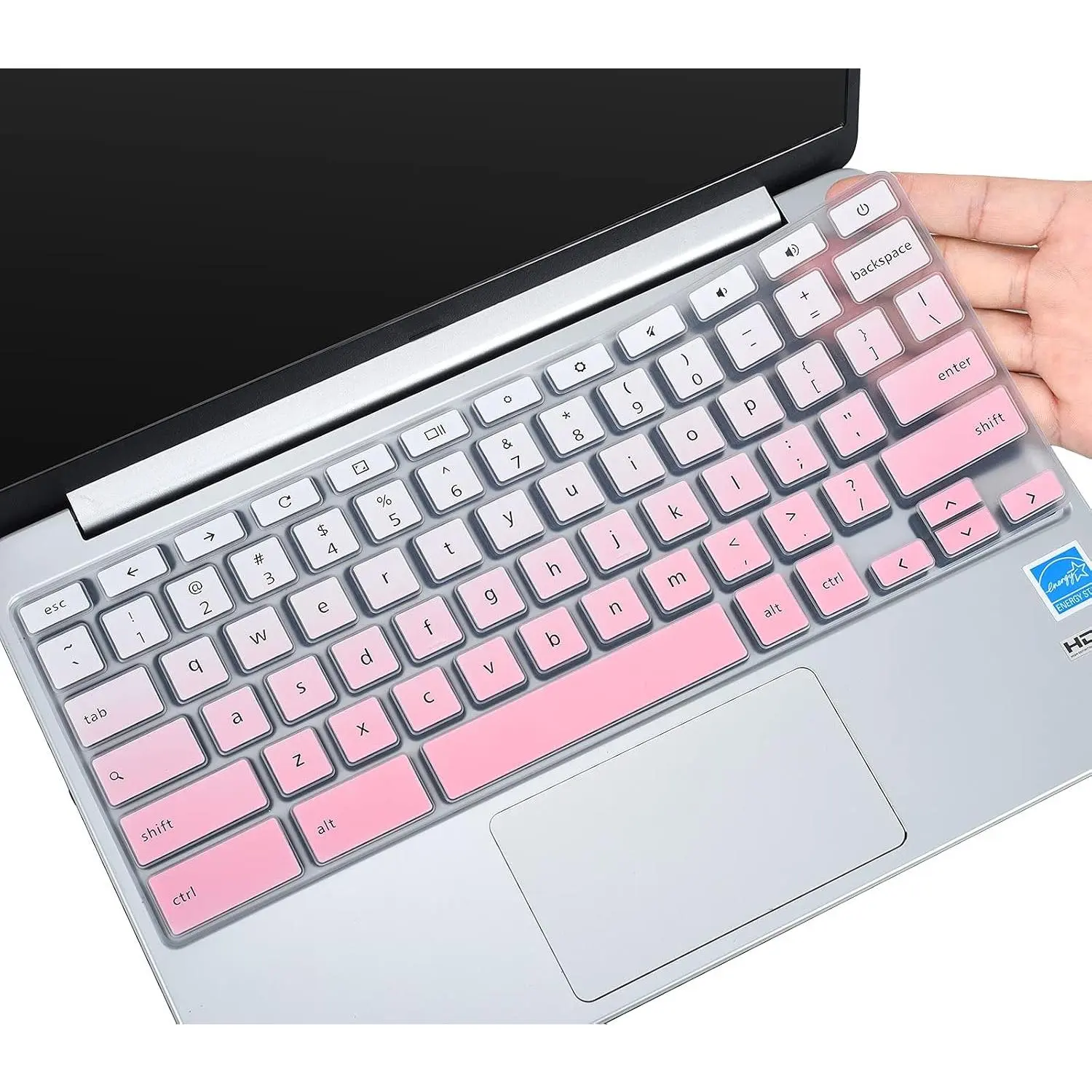 Durable Modern Synthetic Keyboard Cover - 11.6" Size for Chromebook 11 3100/3110/3120/3180/3181/3189/5190 & 13.3" Chromebook 13 3380, Ombre Design, Provides Device Protection