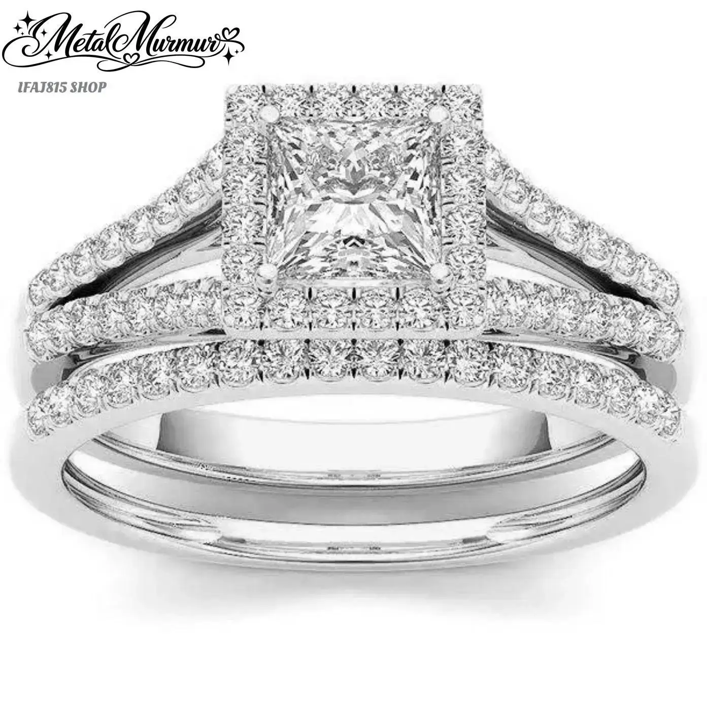 Moissanite Double Band Stackable Ring Set – Sparkling High-Clarity Stainless Steel Rings, Non-Tarnish Hypoallergenic Moissanite Jewelry, Everyday Wear, Dating Accessory & Affordable Fine Jewelry Alternative