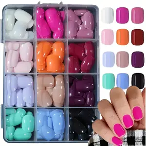 288pcs Short Square False Nails, Full Coverage Multi-Color Solid Fake Nails, Pure Color Nail Set, Ideal for Manicure Salons, Easy to Use