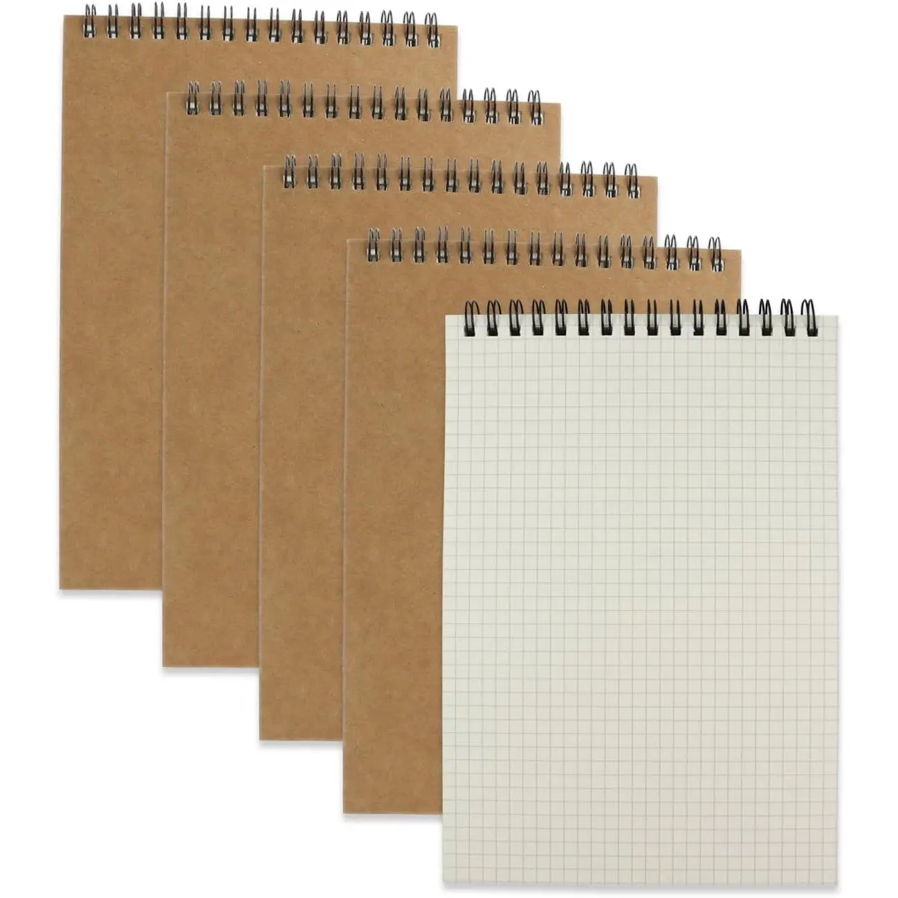 4 Pack Graph Paper Notebook, A5 Top Wirebound Grid Spiral Notebook 5.8" x 8.3",60 Sheets,5mm x 5mm Grid Paper,Grid Notepad for Students, Math, Engineering ()