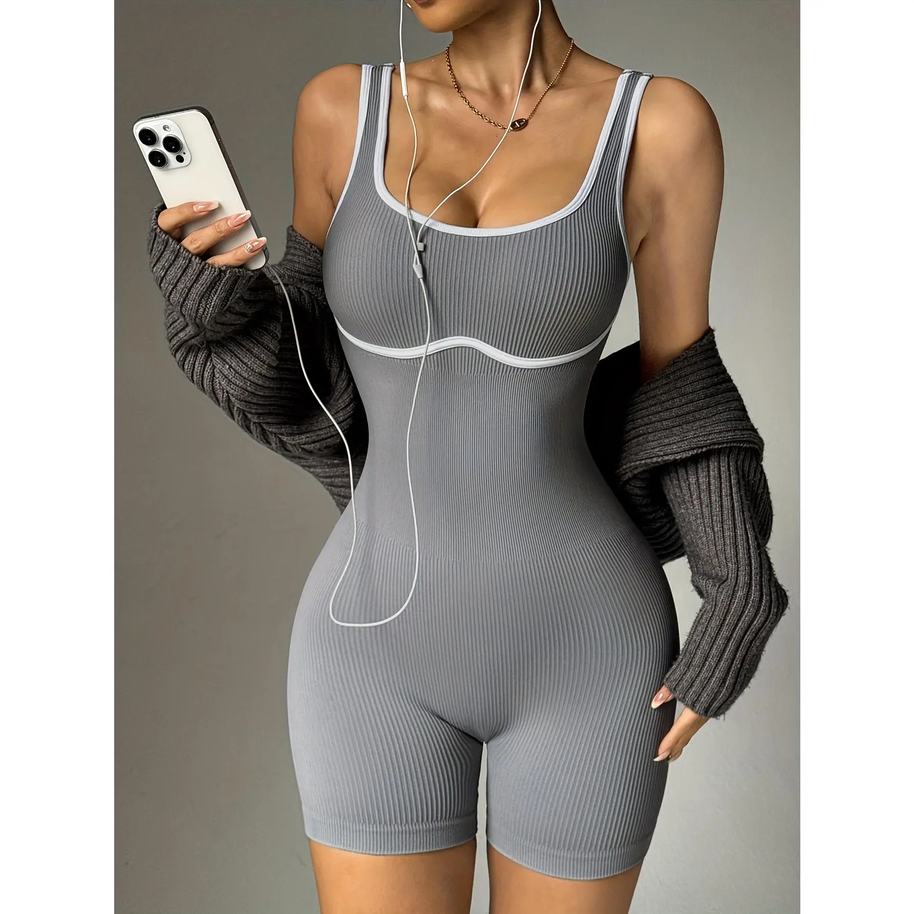 Women's Sports Bodysuit - Tight-Fitting, & -Lifting Color-Block Bodysuit, Suitable for Gym or Daily Commute, Machine Washable Black Friday