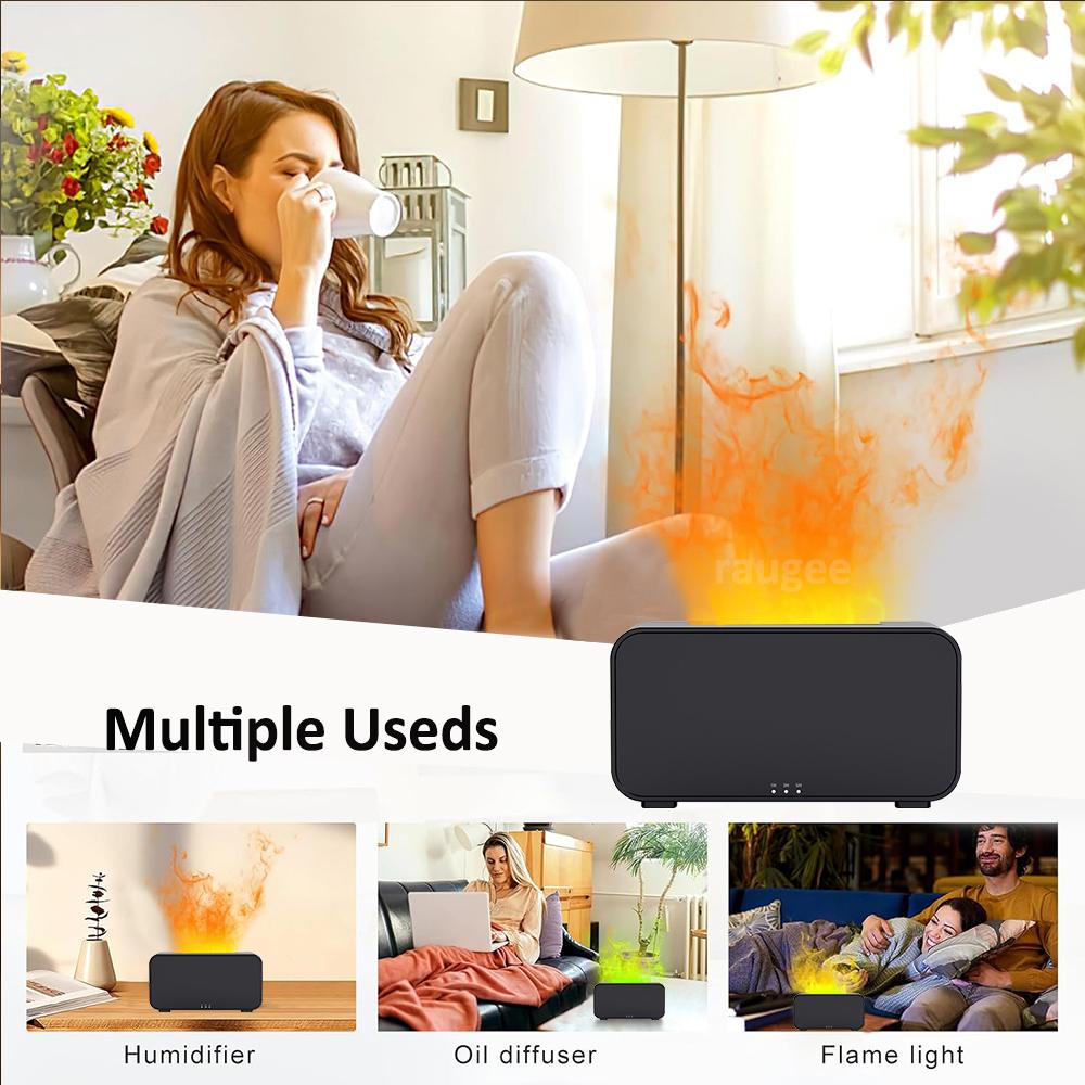 Flame Humidifier & Essential Oil Diffuser, Mini LED Flame Effect Air Humidifier, Ultrasonic Aromatherapy Diffuser for Home, Bedroom, Office Flame Humidifier & Essential Oil Diffuser, Mini LED Flame Effect Air Humidifier, Ultrasonic Aromatherapy Diffuser for Home, Bedroom, Office