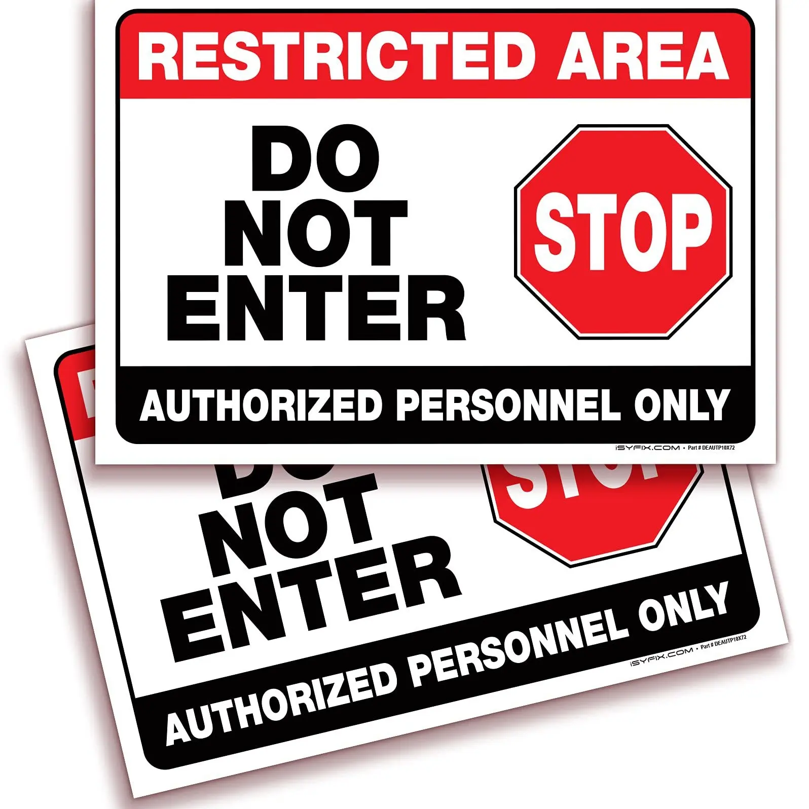 2pcs 7x10in Restricted Access Area Sign Stickers, No Entry Warning Labels, Hazard Zone Safety Tags, Durable Adhesive Signs