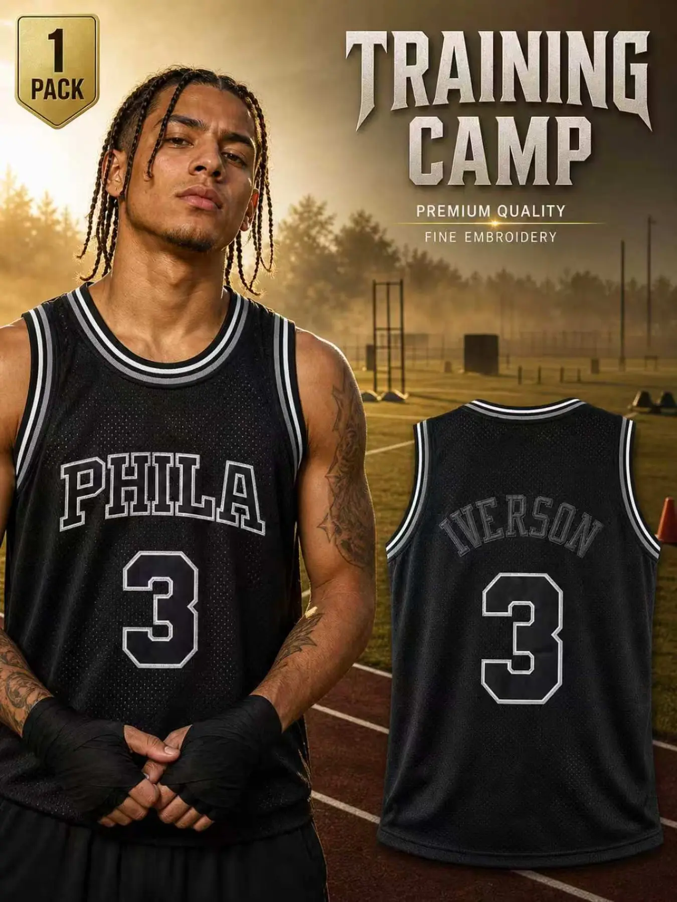 Men's #3 Vintage Basketball Jersey, Loose-Fit Casual V-Neck Pullover Vest, All-Season Outdoor Sports & Daily Wear,Athletic Top