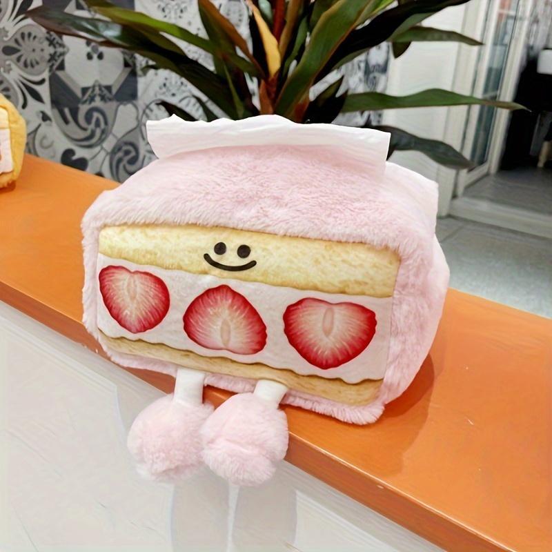 Cute Creative Cat Style Tissue Box with Strawberry Pattern, Novelty Home Decor