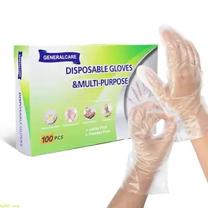 100 Pcs Universal Size Disposable Plastic Gloves, Safe Food Handling Gloves for Kitchen Cooking, Food Prep and Cleaning, Lightweight Flexible Disposable Service Gloves, Non-toxic & Comfortable to Wear, Ideal for Home Kitchen, Restaurant, Catering and Dail