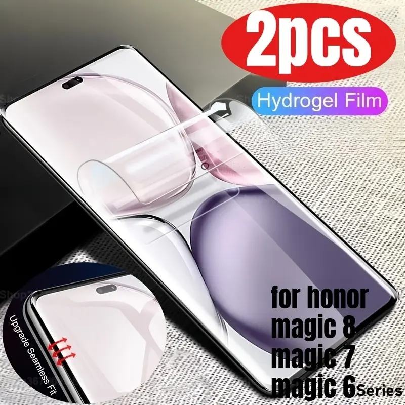2pcs hydrogel film suitable for Honor Magic8/7/6 series phones, high-definition hydrogel screen protector, 2-piece set, easy to install, no bubbles