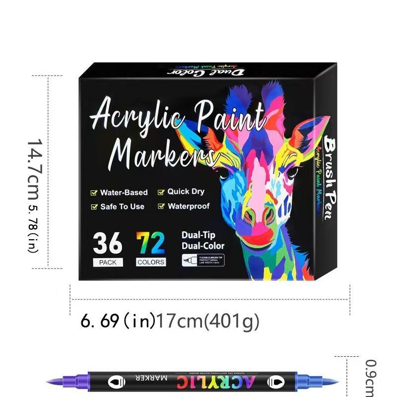 Acrylic Paint Marker Pen Set, 1 Set 12/24/36pcs Double Tip Double Color Quick Dry Waterproof Acrylic Paint Drawing Marker Pen, Crafts Art Supplies for Rock Painting, Wood, Canvas, Stone, Glass #GLOBAL PICKS Acrylic Paint Marker Pen Set, 1 Set 12/24/36pcs Double Tip Double Color Quick Dry Waterproof Acrylic Paint Drawing Marker Pen, Crafts Art Supplies for Rock Painting, Wood, Canvas, Stone, Glass #GLOBAL PICKS