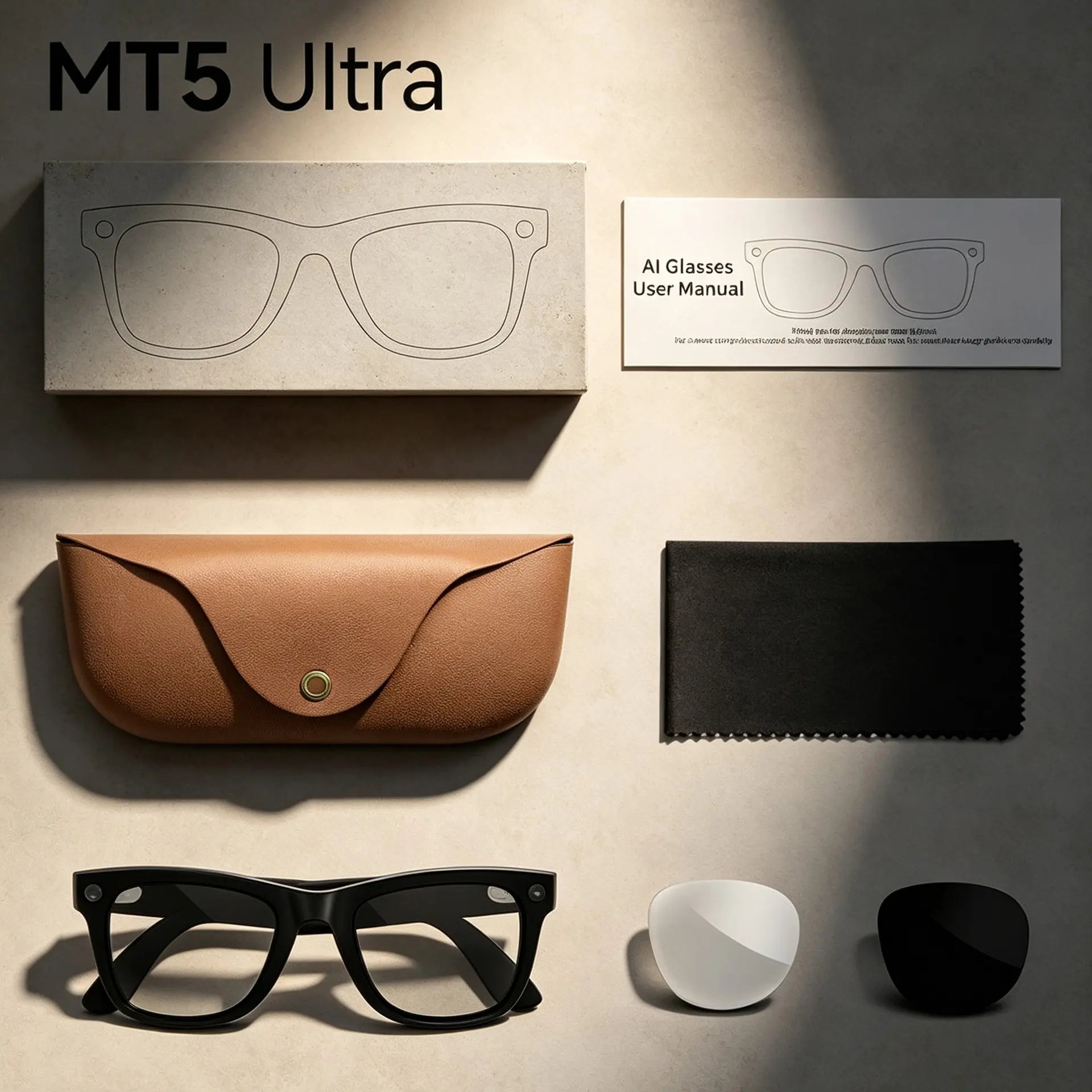 New Ai Smart Glasses, 1080P HD Video Recording, 2000mah Charging Case, Noise-Canceling Wireless Audio Sunglasses, Compatible with iPhone and Android