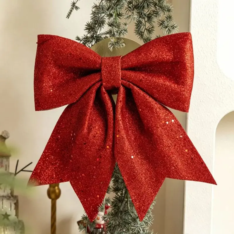Glitter Bow Ornament, Christmas Festival Decor, Perfect for Tree, Porch, Window, Wall, New Year Party, Home Decoration