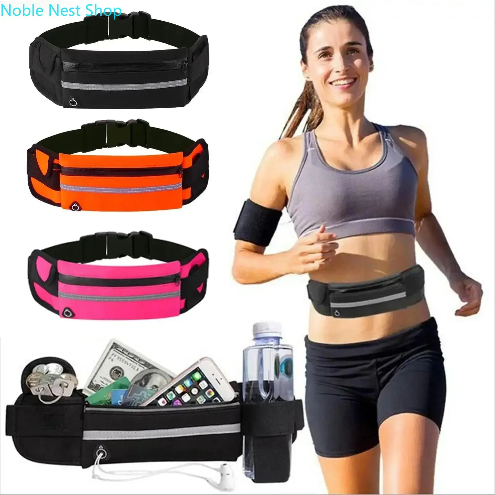 Running Belt Fanny Pack for Women Men, Adjustable Waist Pack with Phone Holder, Lightweight Workout Running Belt