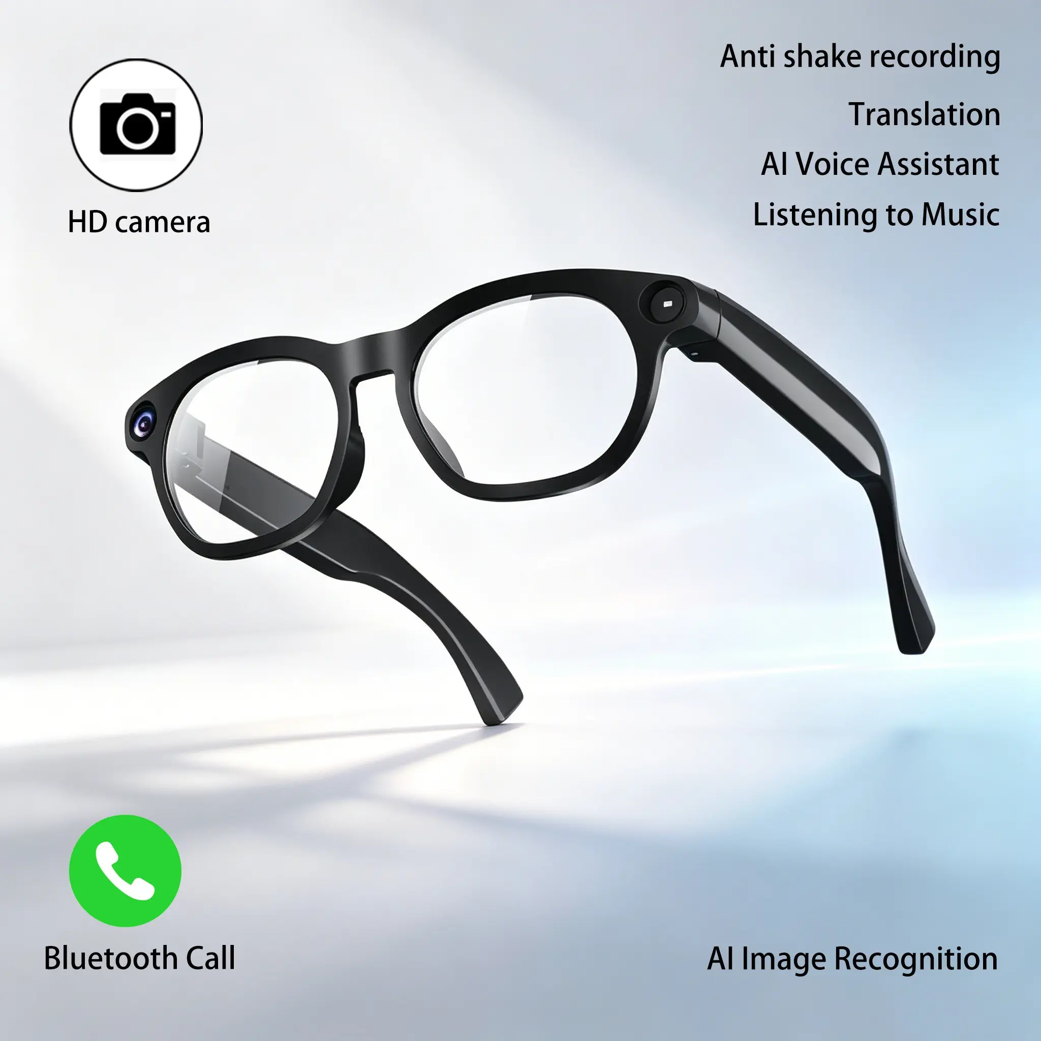 Smart Glasses with Camera, Pov Video Blogging and Music Playback, Travel Essential Dual Smart Glasses and Camera Sunglasses