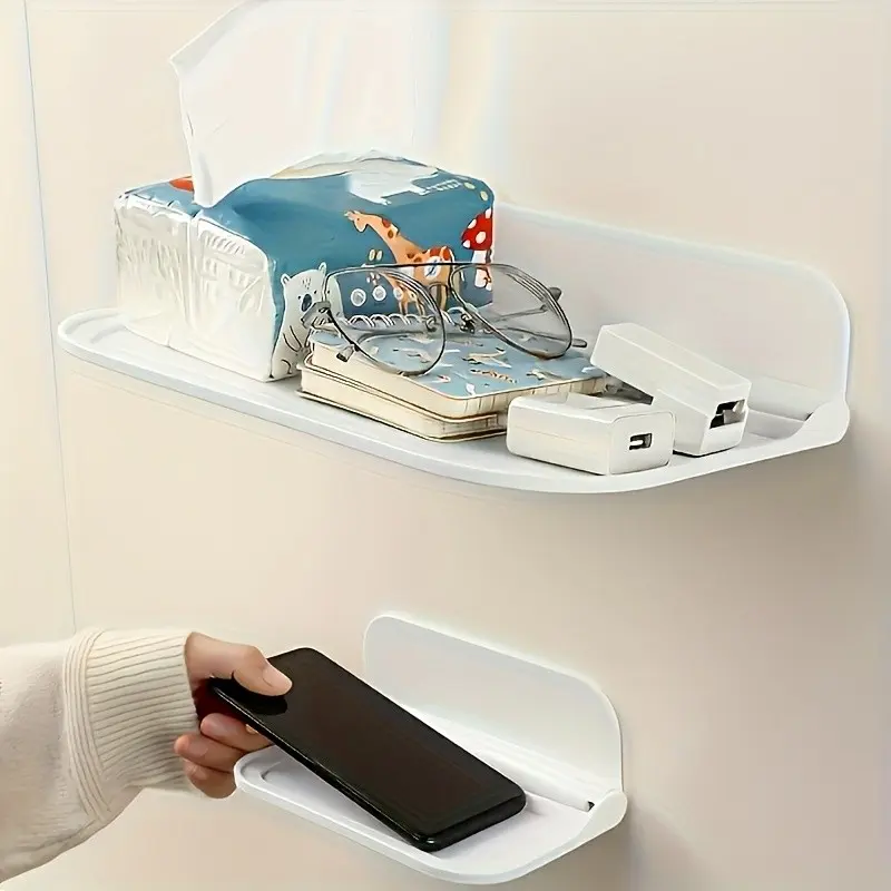 No Drilling Wall-Mounted Folding Shelf, Plastic Storage Rack for Bathroom, Kitchen, Bedroom, Office, Perfect Home Organization Gift