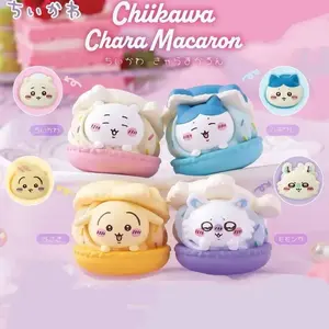 Chiikawa 4pcs Cute Macaron Dessert Gacha Figure Set Usagi Hachiware Momonga Model Toy Desktop Ornament Cake Topper Birthday Gift