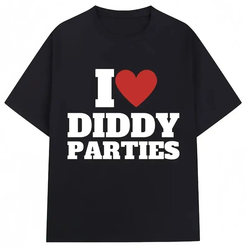 Men's I Love Diddy Parties Funny Print Casual Round Neck Short-Sleeve Breathable Cotton Tee, Novelty Fashion Top Gift