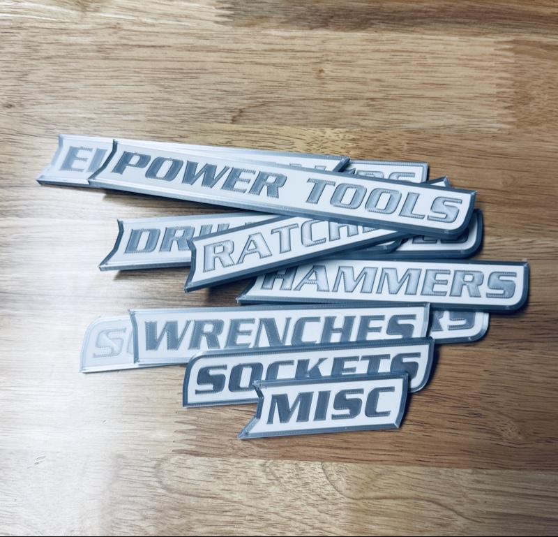 12-Pack Premium Magnetic Toolbox Labels for Tool Organization - 12 Pack of High Quality 3D Printed Personalized Magnets for Metal Cabinets, Drawers, Tool Chests, Decor Plastic Gift